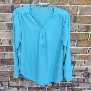 Womens Long Sleeve Zip Up Pullover Size Medium
